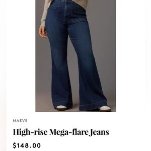 NWT Anthropology Maeve HR super wide leg bell ,double button patch pockets long